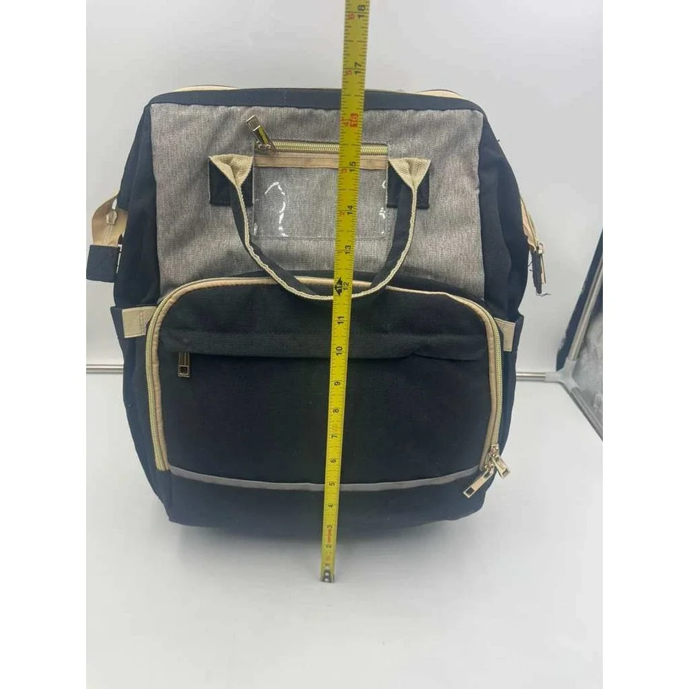 Diaper Bag Backpack with Expandable Bassinet USB Port‎ Black Gray Travel Bag